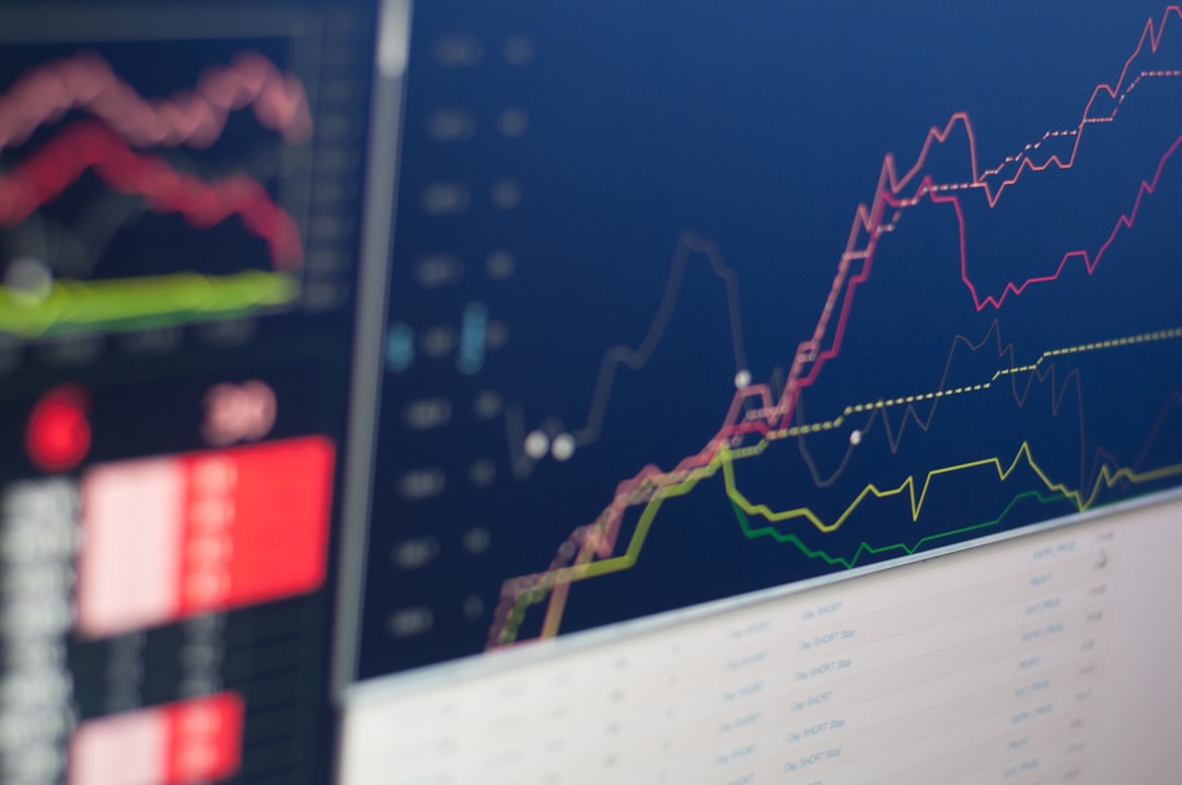 MS stock - close-up photo of monitor displaying graph