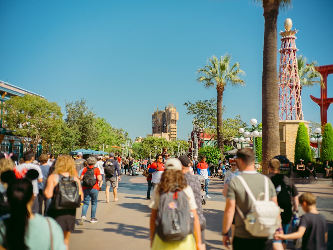 Disneyland ticket prices - Crowd of people walking in a sunny theme park